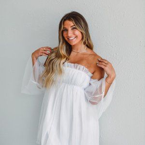 CREAM off the shoulder Tulle dress NWOT